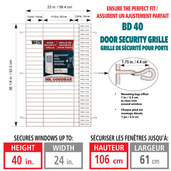 BD40 - Door Security Grille - 36" High - Image 4
